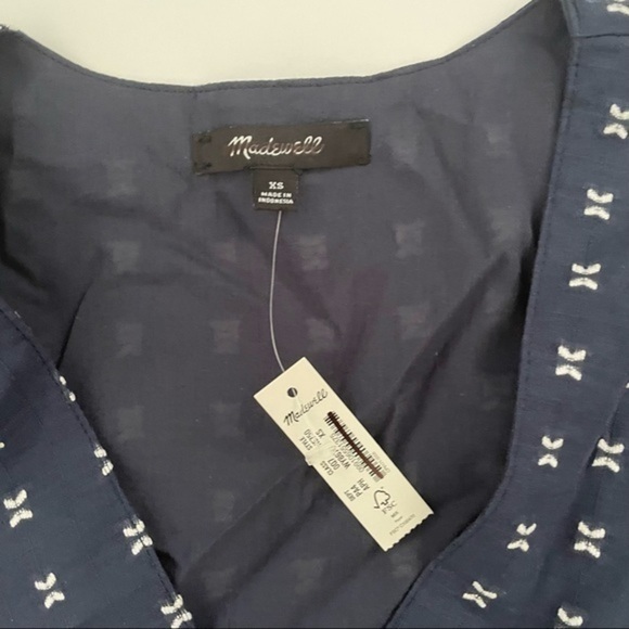 New Madewell V Neck Dolman-Sleeve Mini Dress Textured Dot - Picture 5 of 8